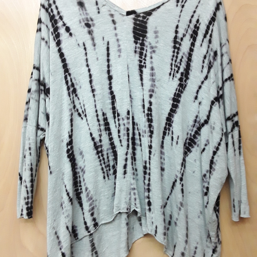 Grey Black Flowy Tie Die Boho Top S M L